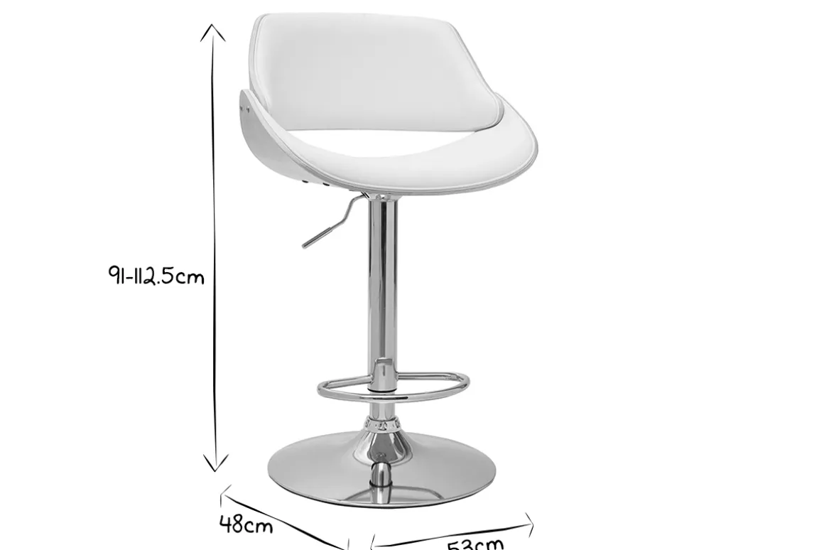 Miliboo Tabouret De Bar-Tabouret de bar design réglable pivotant 360° blanc et bois clair CLASH