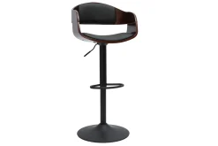 Miliboo Tabouret De Bar-Tabouret de bar design réglable noir et bois foncé EUSTACHE