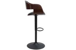 Miliboo Tabouret De Bar-Tabouret de bar design réglable noir et bois foncé EUSTACHE