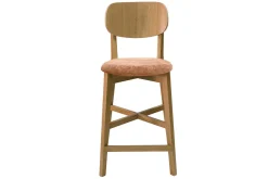 Miliboo Tabouret De Bar-Tabouret de bar en bois clair chêne et tissu effet velours terracotta H65 cm LUCIA