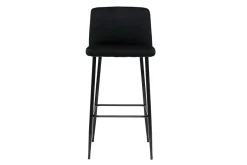 Miliboo Tabouret De Bar-Tabouret de bar fixe velours noir et pied métal noir H78 MONTI