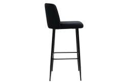 Miliboo Tabouret De Bar-Tabouret de bar fixe velours noir et pied métal noir H78 MONTI