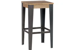 Miliboo Tabouret De Bar-Tabouret de bar industriel métal et bois manguier massif H65 cm MADISON