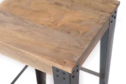 Miliboo Tabouret De Bar-Tabouret de bar industriel métal et bois manguier massif H65 cm MADISON