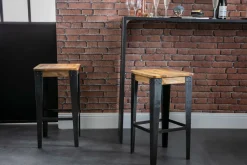 Miliboo Tabouret De Bar-Tabouret de bar industriel métal et bois manguier massif H65 cm MADISON