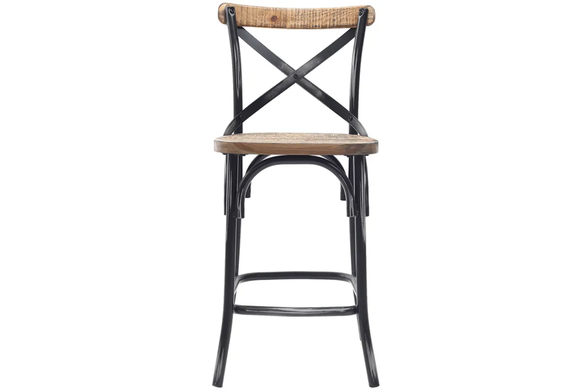 Miliboo Tabouret De Bar-Tabouret de bar industriel en bois et métal vieilli noir 65 cm JAKE
