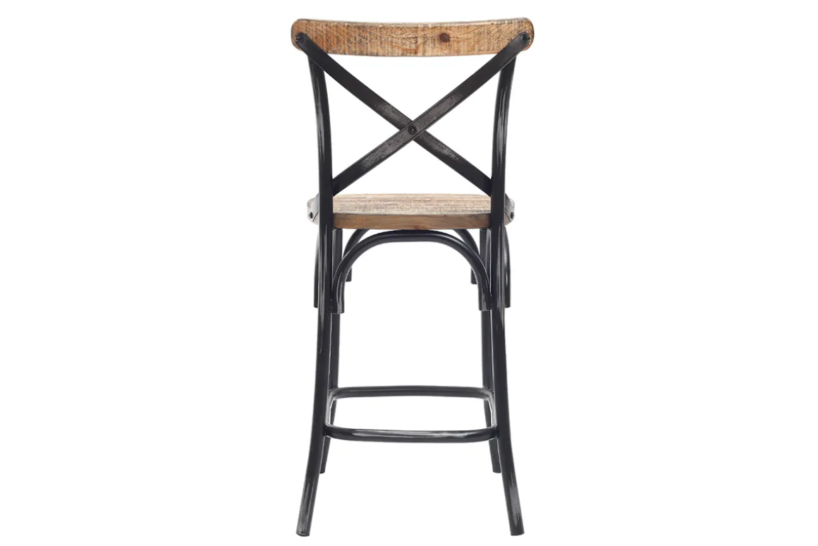 Miliboo Tabouret De Bar-Tabouret de bar industriel en bois et métal vieilli noir 65 cm JAKE