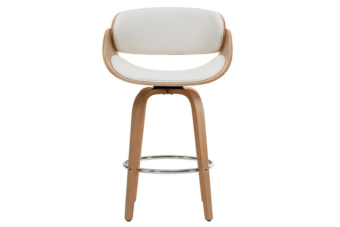 Miliboo Tabouret De Bar-Tabouret de bar pivotant blanc et bois clair 65 cm BENT
