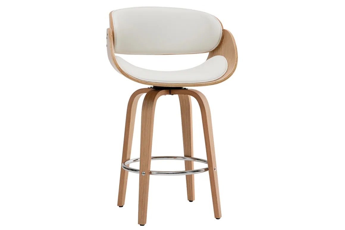 Miliboo Tabouret De Bar-Tabouret de bar pivotant blanc et bois clair 65 cm BENT