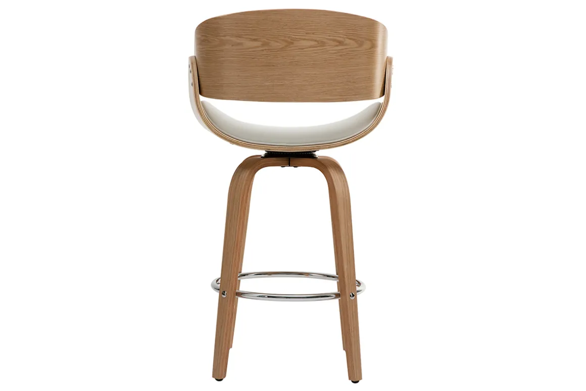 Miliboo Tabouret De Bar-Tabouret de bar pivotant blanc et bois clair 65 cm BENT