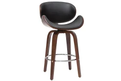 Miliboo Tabouret De Bar-Tabouret de bar pivotant noir et bois foncé 65 cm WALNUT