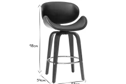 Miliboo Tabouret De Bar-Tabouret de bar pivotant noir et bois foncé 65 cm WALNUT