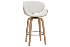 Miliboo Tabouret De Bar-Tabouret de bar pivotant blanc et bois clair 65 cm WALNUT