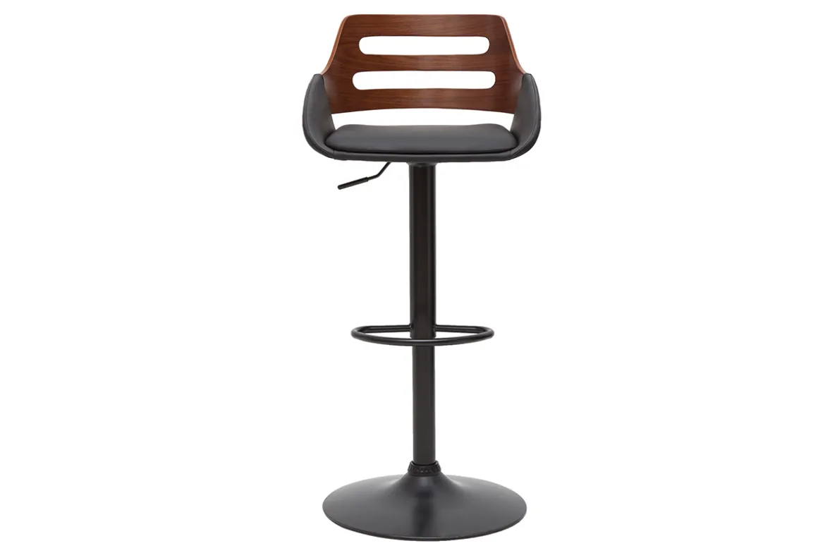 Miliboo Tabouret De Bar-Tabouret de bar relevable design noir et noyer PERNIK