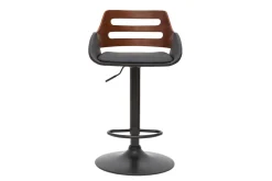 Miliboo Tabouret De Bar-Tabouret de bar relevable design noir et noyer PERNIK