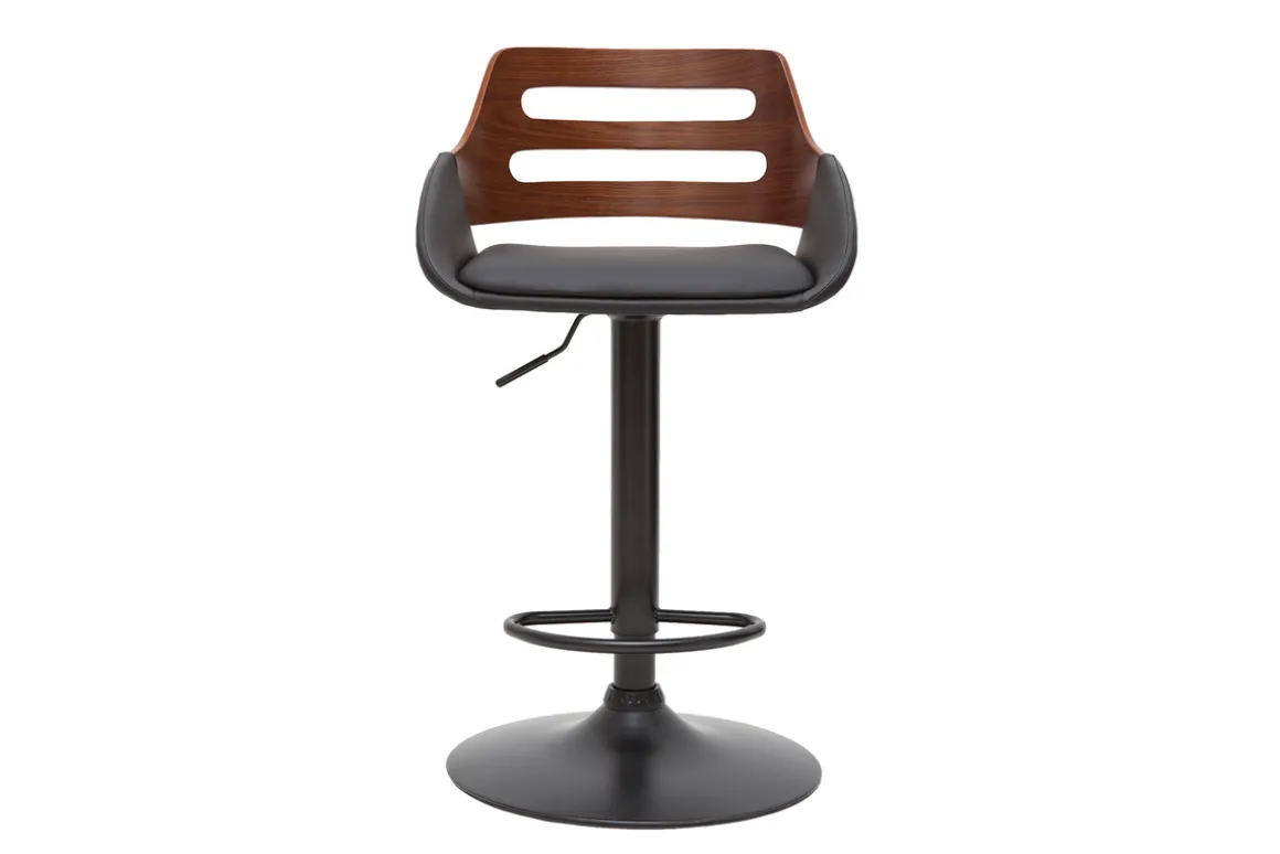 Miliboo Tabouret De Bar-Tabouret de bar relevable design noir et noyer PERNIK