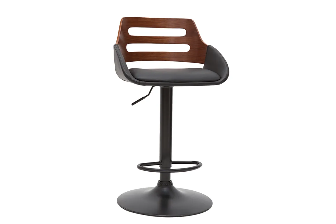 Miliboo Tabouret De Bar-Tabouret de bar relevable design noir et noyer PERNIK