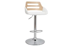 Miliboo Tabouret De Bar-Tabouret de bar relevable design blanc et chêne PERNIK