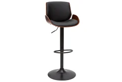 Miliboo Tabouret De Bar-Tabouret de bar relevable noir et bois foncé VESPER