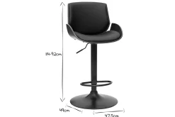 Miliboo Tabouret De Bar-Tabouret de bar relevable noir et bois foncé VESPER