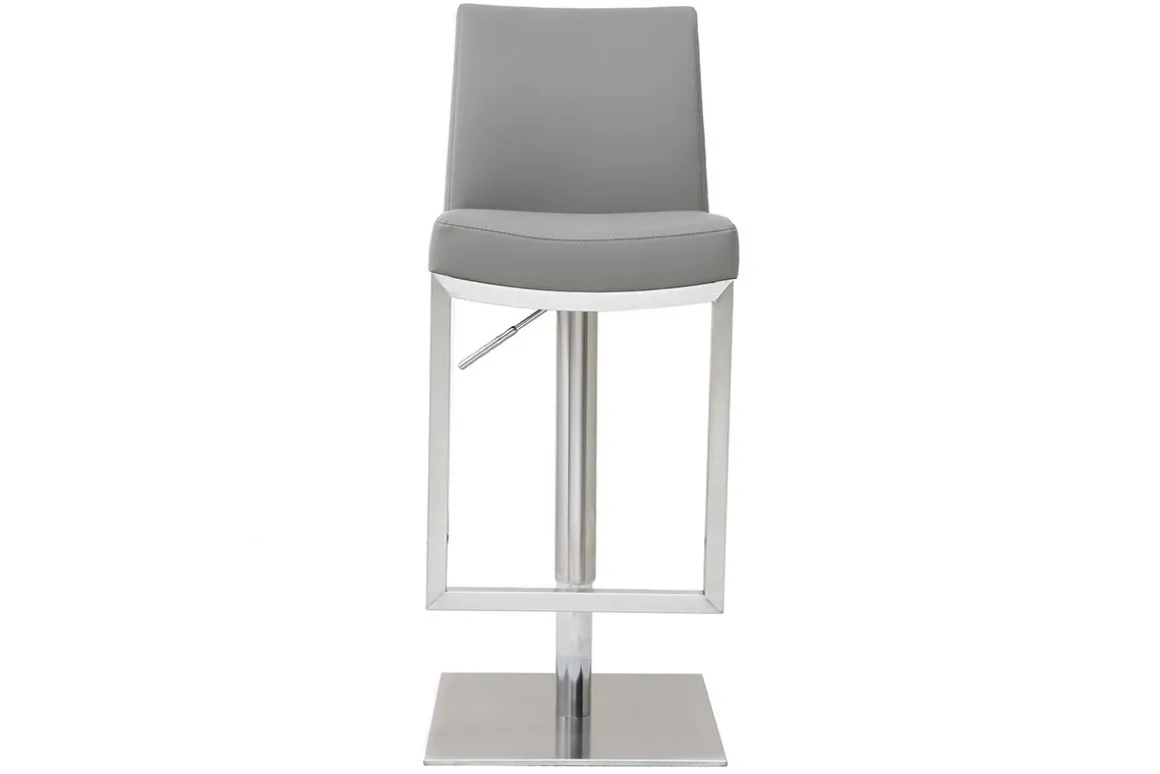 Miliboo Tabouret De Bar-Tabouret de bar relevable gris et acier chromé KYLE