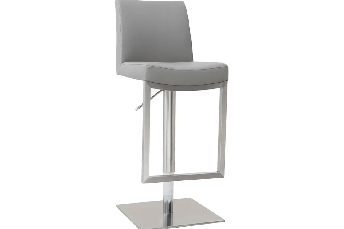 Miliboo Tabouret De Bar-Tabouret de bar relevable gris et acier chromé KYLE