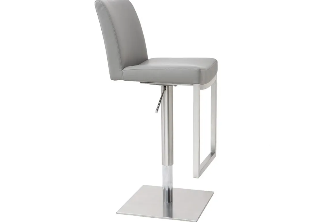 Miliboo Tabouret De Bar-Tabouret de bar relevable gris et acier chromé KYLE