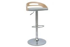 Miliboo Tabouret De Bar-Tabouret de bar réglable design bois clair et tissu gris clair MANO