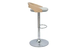 Miliboo Tabouret De Bar-Tabouret de bar réglable design bois clair et tissu gris clair MANO