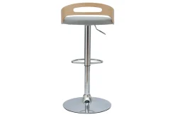 Miliboo Tabouret De Bar-Tabouret de bar réglable design bois clair et tissu gris clair MANO