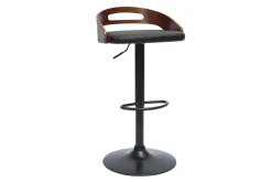 Miliboo Tabouret De Bar-Tabouret de bar réglable design noyer et polyuréthane noir MANO