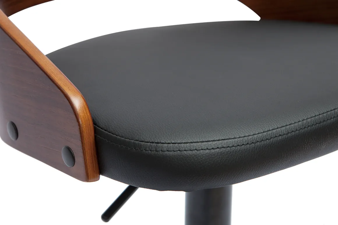Miliboo Tabouret De Bar-Tabouret de bar réglable design noyer et polyuréthane noir MANO
