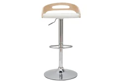 Miliboo Tabouret De Bar-Tabouret de bar réglable design bois clair et polyuréthane blanc MANO