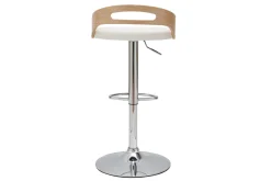 Miliboo Tabouret De Bar-Tabouret de bar réglable design bois clair et polyuréthane blanc MANO