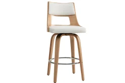 Miliboo Tabouret De Bar-Tabouret de bar scandinave pivotant blanc et bois clair GARBO