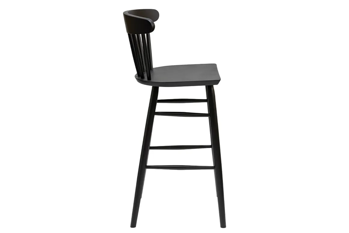 Miliboo Tabouret De Bar-Tabouret de bar vintage à barreaux noir mat H65 cm DARIA