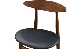 Miliboo Tabouret De Bar-Tabouret de bar vintage noyer et PU noir 65 cm (lot de 2) WALFORD