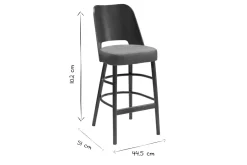 Miliboo Tabouret De Bar-Tabouret de bar vintage noyer et tissu gris foncé H65 cm EDITO