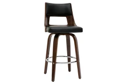 Miliboo Tabouret De Bar-Tabouret de bar vintage pivotant noir et bois foncé GARBO