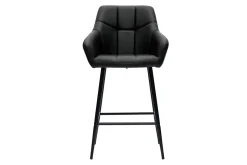Miliboo Tabouret De Bar-Tabourets de bar avec sièges matelassés noirs et métal noir H65 cm (lot de 2) MONTERO