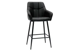 Miliboo Tabouret De Bar-Tabourets de bar avec sièges matelassés noirs et métal noir H65 cm (lot de 2) MONTERO