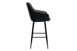 Miliboo Tabouret De Bar-Tabourets de bar avec sièges matelassés noirs et métal noir H65 cm (lot de 2) MONTERO