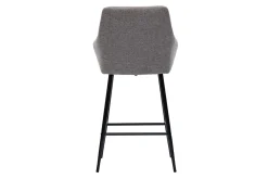 Miliboo Tabouret De Bar-Tabourets de bar avec sièges matelassés en tissu effet velours texturé gris et métal noir H65 cm (lot de 2) MONTERO