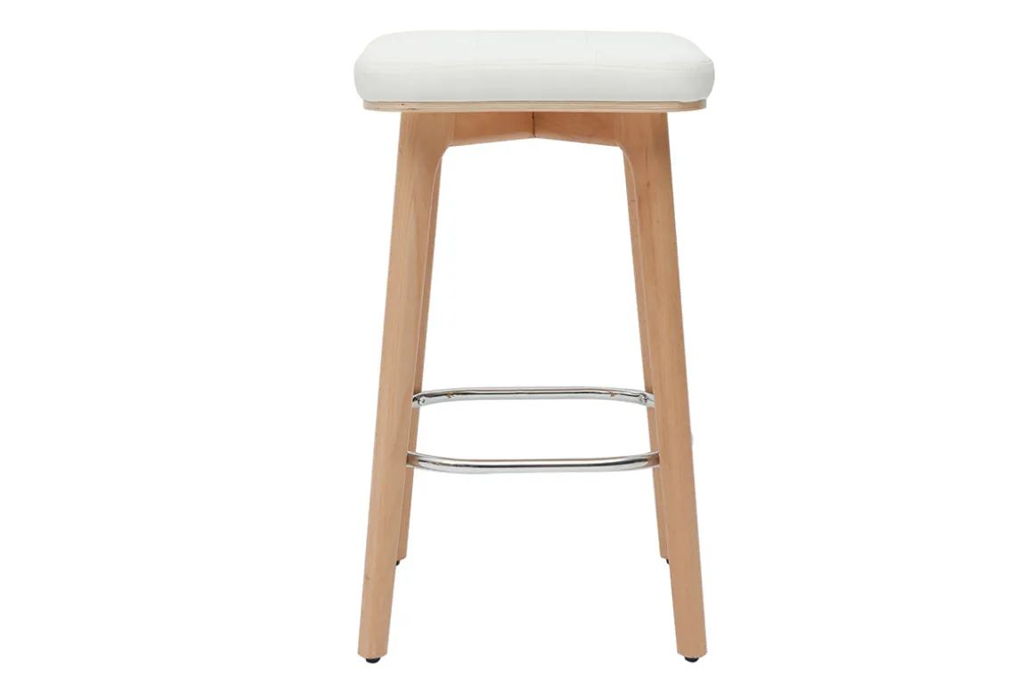 Miliboo Tabouret De Bar-Tabourets de bar blancs et bois clair 65 cm (lot de 2) GRAMMA
