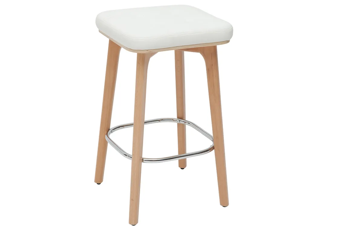 Miliboo Tabouret De Bar-Tabourets de bar blancs et bois clair 65 cm (lot de 2) GRAMMA
