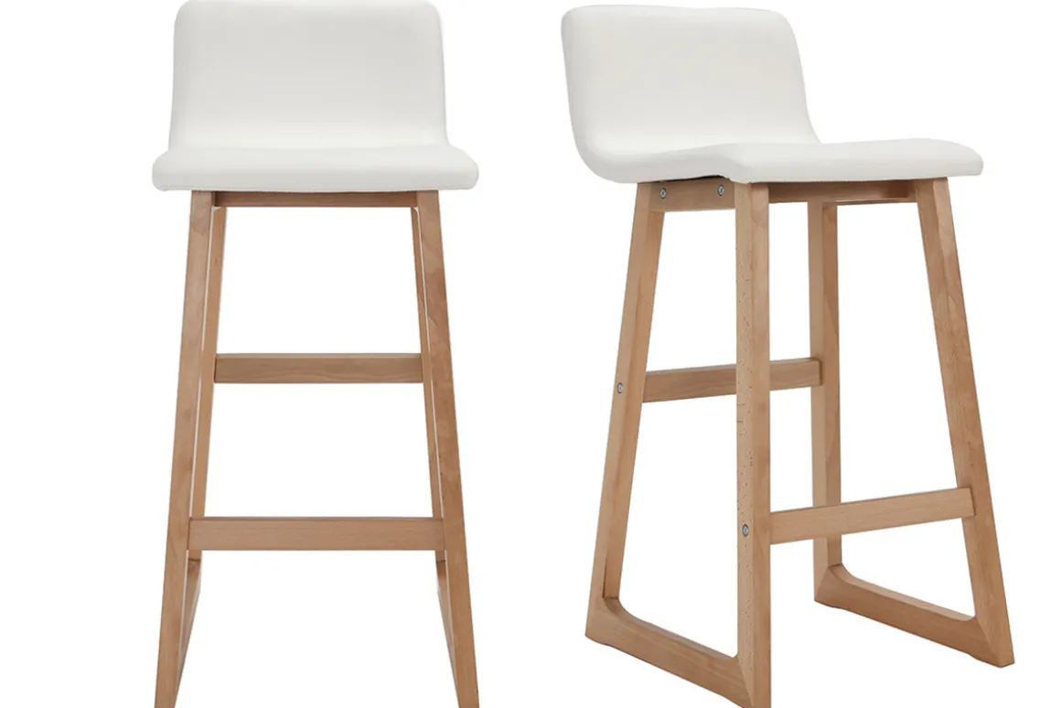 Miliboo Tabouret De Bar-Tabourets de bar bois clair et blanc 65 cm (lot de 2) OSAKA