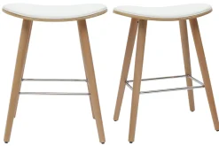 Miliboo Tabouret De Bar-Tabourets de bar bois clair et blanc H65 cm (lot de 2) MEADOW