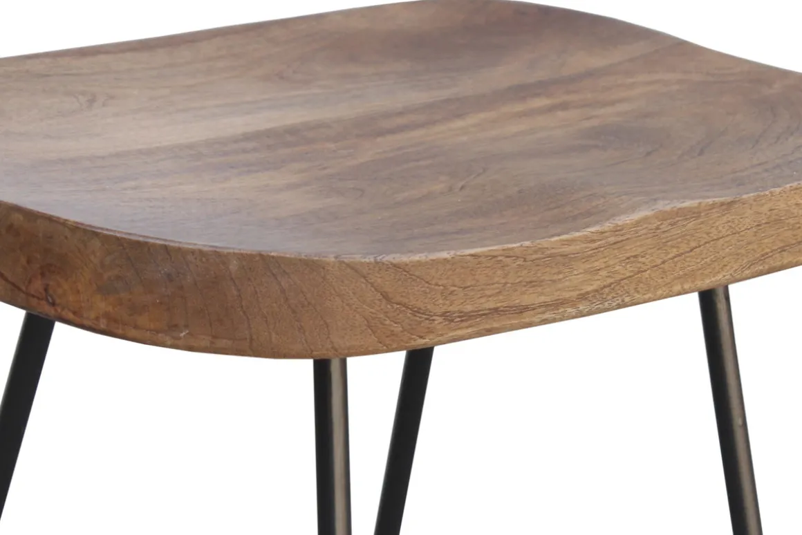 Miliboo Tabouret De Bar-Tabourets de bar bois manguier massif et métal 65 cm (lot de 2) RUNKO