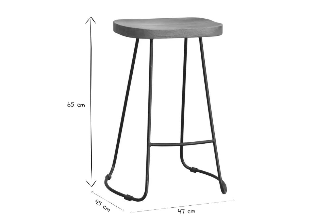 Miliboo Tabouret De Bar-Tabourets de bar bois manguier massif et métal 65 cm (lot de 2) RUNKO