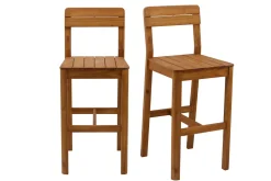 Miliboo Tabouret De Bar|Chaise De Jardin-Tabourets de bar de jardin en bois massif H80 cm (lot de 2) AKIS